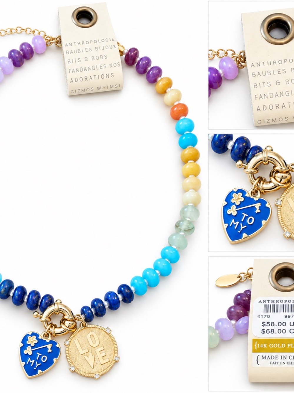 Anthropologie LOVE HEART charm necklace